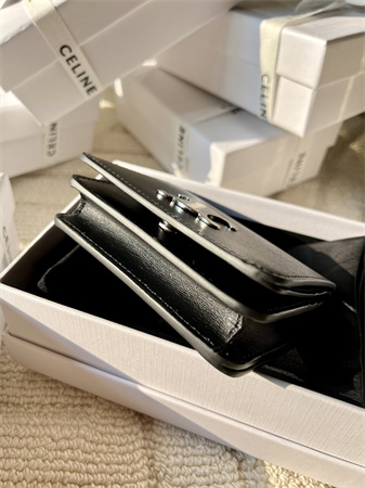 Ce**e triomphe compact wallet in shiny calfskin black