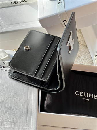 Ce**e triomphe compact wallet in shiny calfskin black