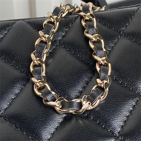 Ch*el trendy cc vanity case lambskin gold tone metal black ap1472