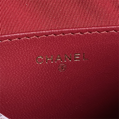 Ch*el clutch with chain woolen fabric gold tone metal red ap3354