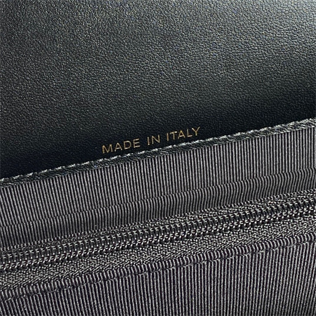 Ch*el clutch with chain lambskin gold tone metal black ap4184