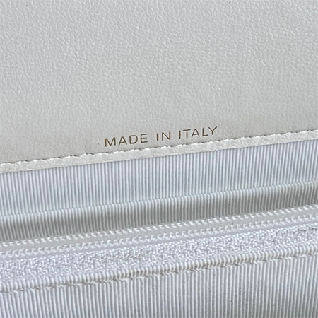 Ch*el clutch with chain lambskin gold tone metal white ap4184