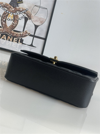 Ch*el vintage flap bag grained calfskin gold tone metal black a2221