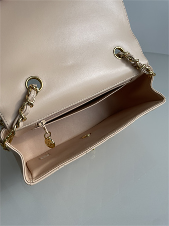 Ch*el vintage flap bag lambskin gold tone metal beige a2221