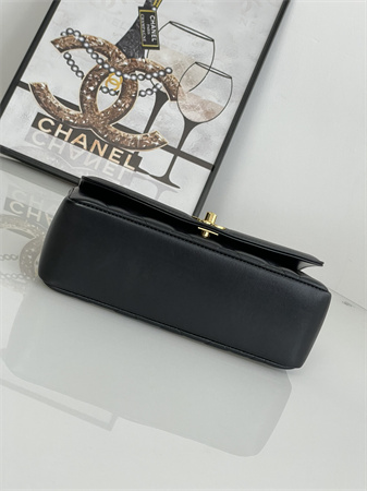 Ch*el vintage flap bag lambskin gold tone metal black a2221