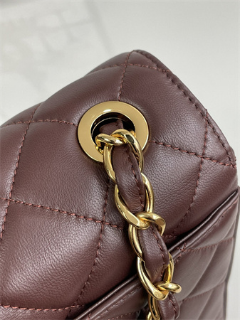Ch*el vintage classic flap bag calfskin gold tone metal burgundy a2218