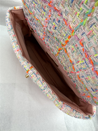 Ch*el 19 bag tweed gold tone multicolor as1160