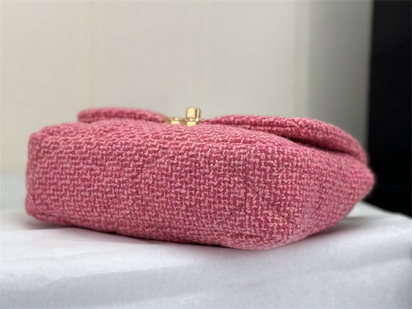 Ch*el 19 bag tweed gold tone pink as1160