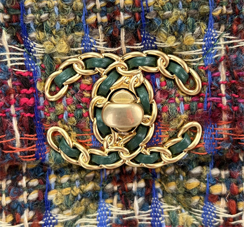 Ch*el 19 bag tweed gold tone multicolor as1160