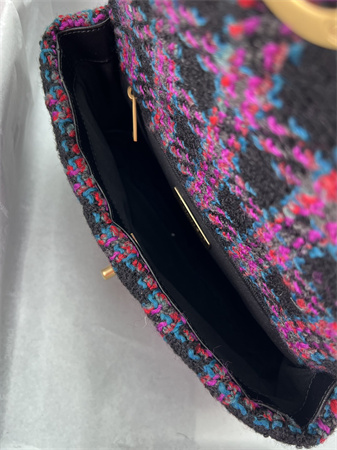 Ch*el 19 bag tweed gold tone multicolor as1160