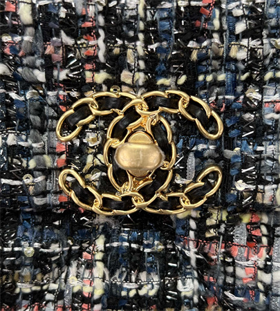 Ch*el 19 bag tweed gold tone multicolor as1160