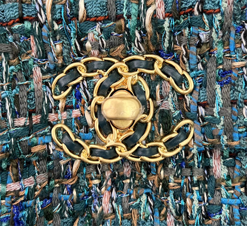 Ch*el 19 bag tweed gold tone multicolor as1160