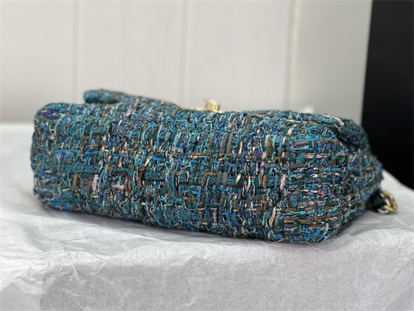 Ch*el 19 bag tweed gold tone multicolor as1160