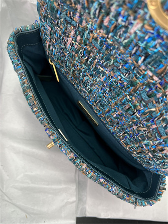 Ch*el 19 bag tweed gold tone multicolor as1160