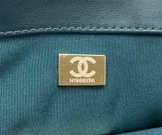 Ch*el 19 bag tweed gold tone multicolor as1160