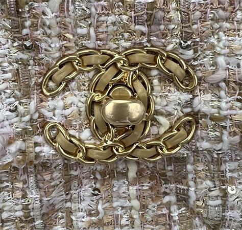 Ch*el 19 bag tweed gold tone beige as1160