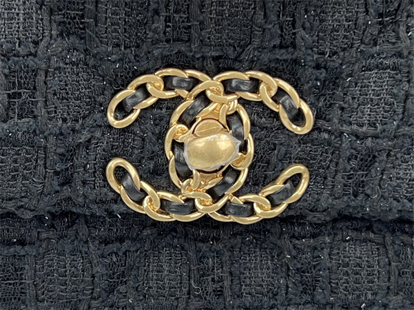 Ch*el 19 bag tweed gold tone black as1160