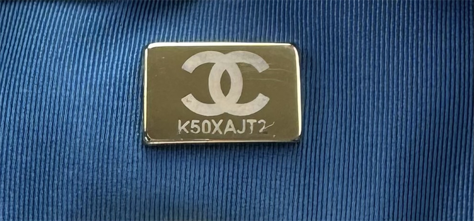 large Ch*el 19 bag denim fabric gold tone as1161