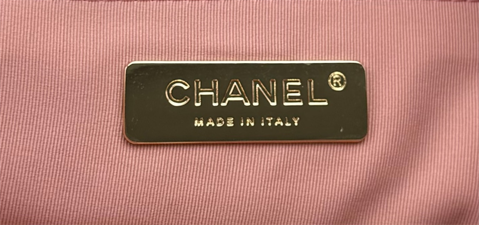 large Ch*el 19 bag tweed gold tone multicolor as1161