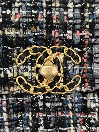 large Ch*el 19 bag tweed gold tone multicolor as1161