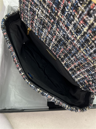 large Ch*el 19 bag tweed gold tone multicolor as1161