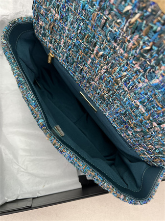 large Ch*el 19 bag tweed gold tone multicolor as1161