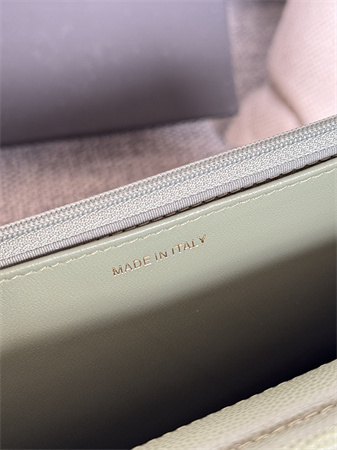 Ch*el wallet on chain grained calfskin gold tone metal green ap0250