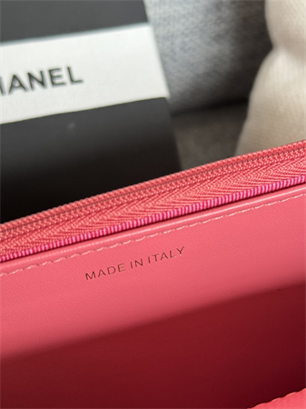 Ch*el wallet on chain grained calfskin gold tone metal pink ap0250