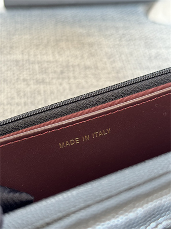 Ch*el wallet on chain grained calfskin gold tone metal black ap0250