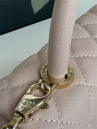 Ch*el small coco handle bag grained calfskin lt gold metal pink a92990