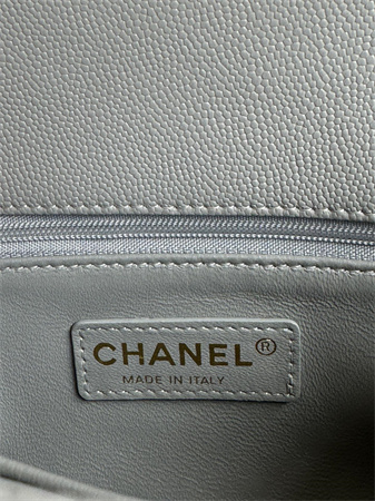 Ch*el small coco handle bag grained calfskin lt gold metal grey a92990