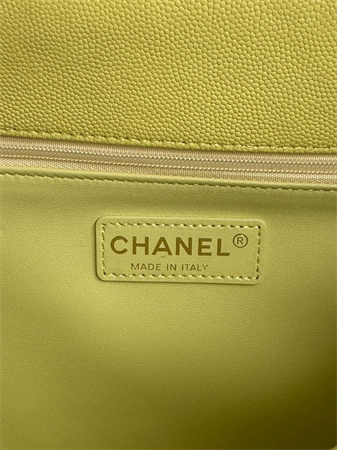 Ch*el large coco handle bag grained calfskin lt gold metal yellow a92991