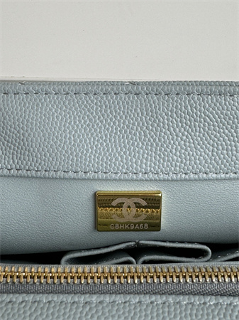 Ch*el large coco handle bag grained calfskin lt gold metal blue a92991