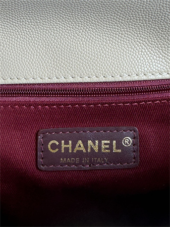 Ch*el large coco handle bag grained calfskin lt gold metal beige a92991