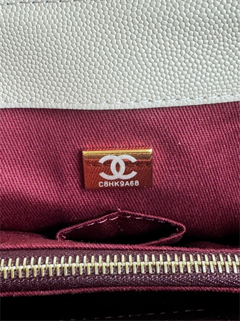 Ch*el large coco handle bag grained calfskin lt gold metal beige a92991