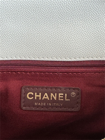 Ch*el large coco handle bag grained calfskin lt gold metal white a92991