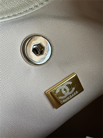 Ch*el duma backpack lambskin gold tone metal beige as2908