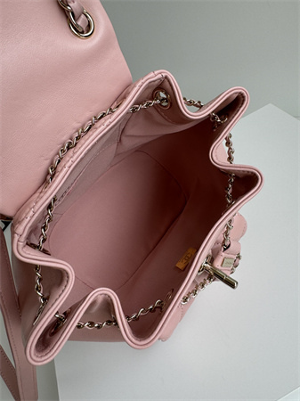 Ch*el duma backpack lambskin gold tone metal pink as2908