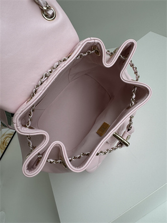 Ch*el duma backpack lambskin gold tone metal lt pink as2908