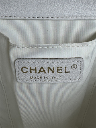 Ch*el duma backpack grained calfskin gold tone metal white as3618