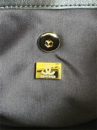 Ch*el duma backpack calfskin gold tone metal black as3618