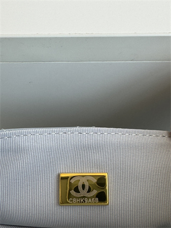 Ch*el small hobo handbag shiny crumpled calfskin gold tone metal blue as4323