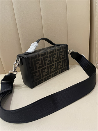 F**di soft trunk baguette brown ff eclissi jacquard fabric bag