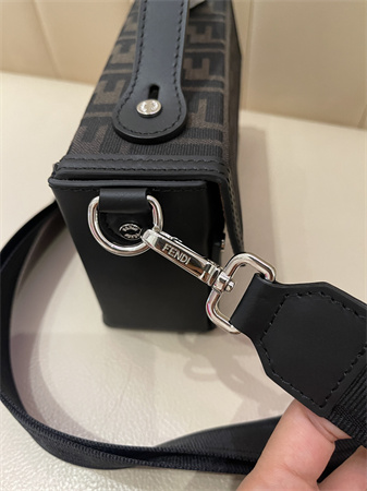 F**di soft trunk baguette brown ff eclissi jacquard fabric bag