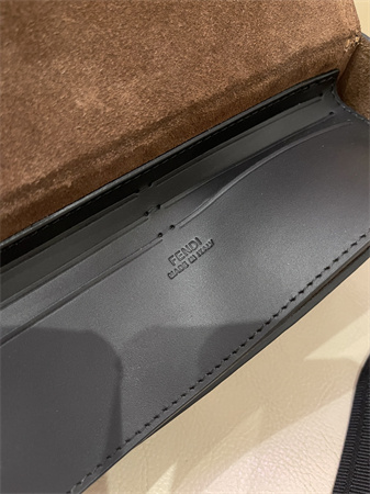 F**di soft trunk baguette brown ff eclissi jacquard fabric bag