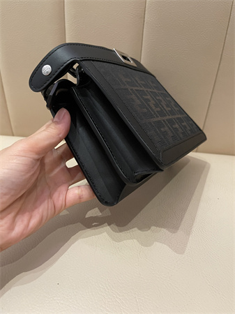 Fen.di Peekaboo ISeeU XCross FF Eclissi fabric bag Brown