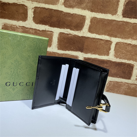 Gu.cci Jackie 1961 Card Case Wallet Black Leather 645536