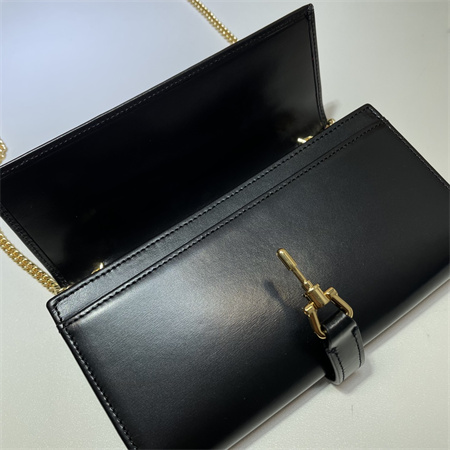 Gu.cci Jackie 1961 Chain Wallet Black Leather 652681