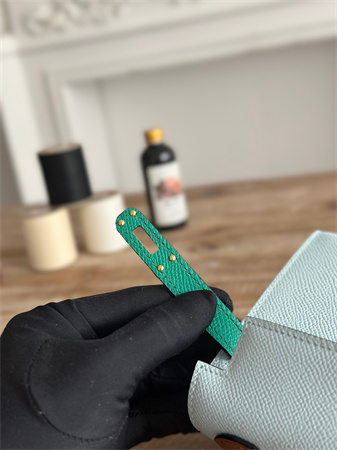 H**mes kelly mini ii bag epsom leather blue brume/vert jade/gold hs