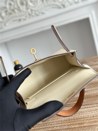 H**mes kelly mini ii bag epsom leather craie/mauve pale/gold hs